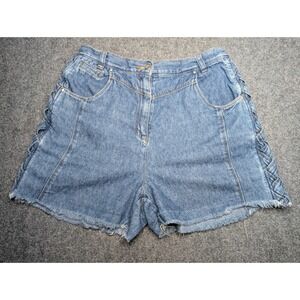 Vintage TOGETHER! Blue Demon High Waisted Shorts Size 12 Petite Cotton Braided